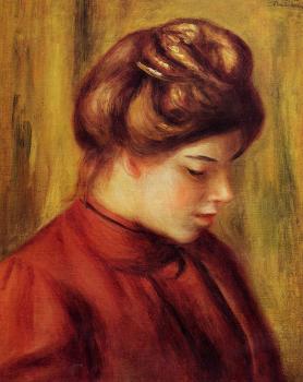 Pierre Auguste Renoir : Profile of a Woman in a Red Blouse